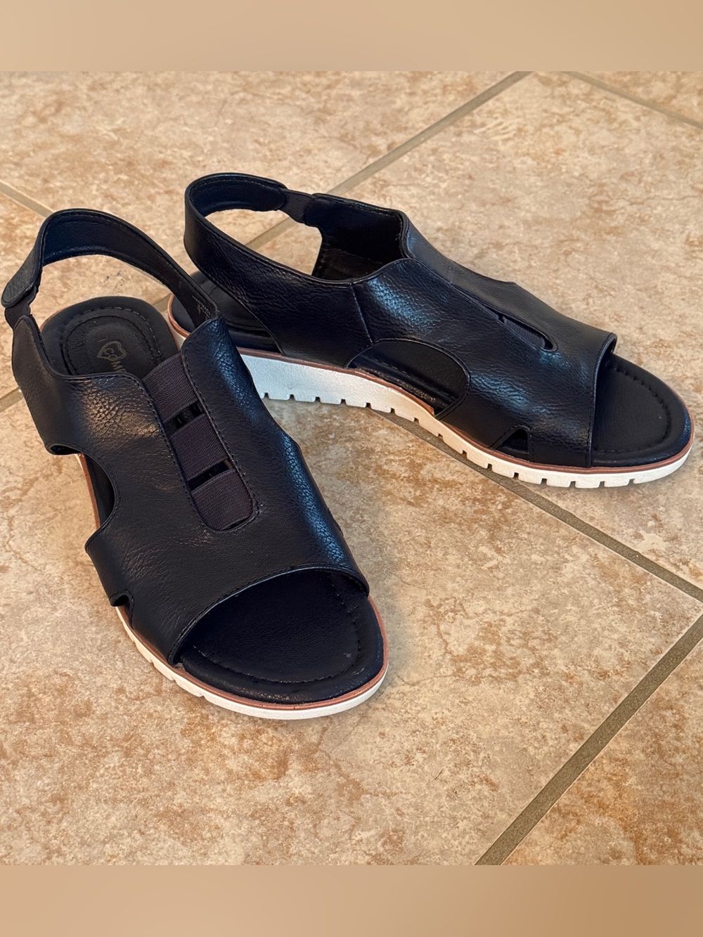 I Love Comfort Navy Dalton wedge sandals slingback style